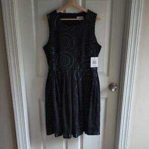 Calvin Klein Black and Blue Midi Dress